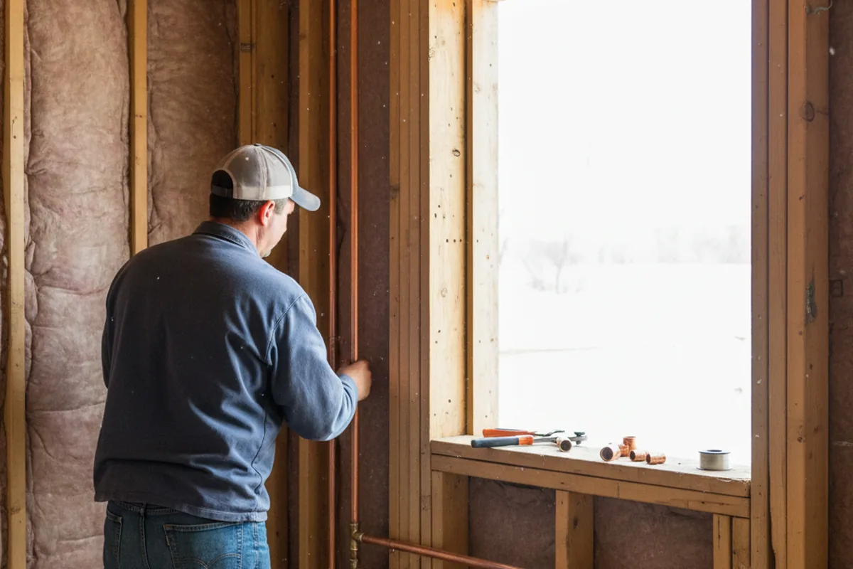 Licensed plumber running new copper supply lines in a Dayton home